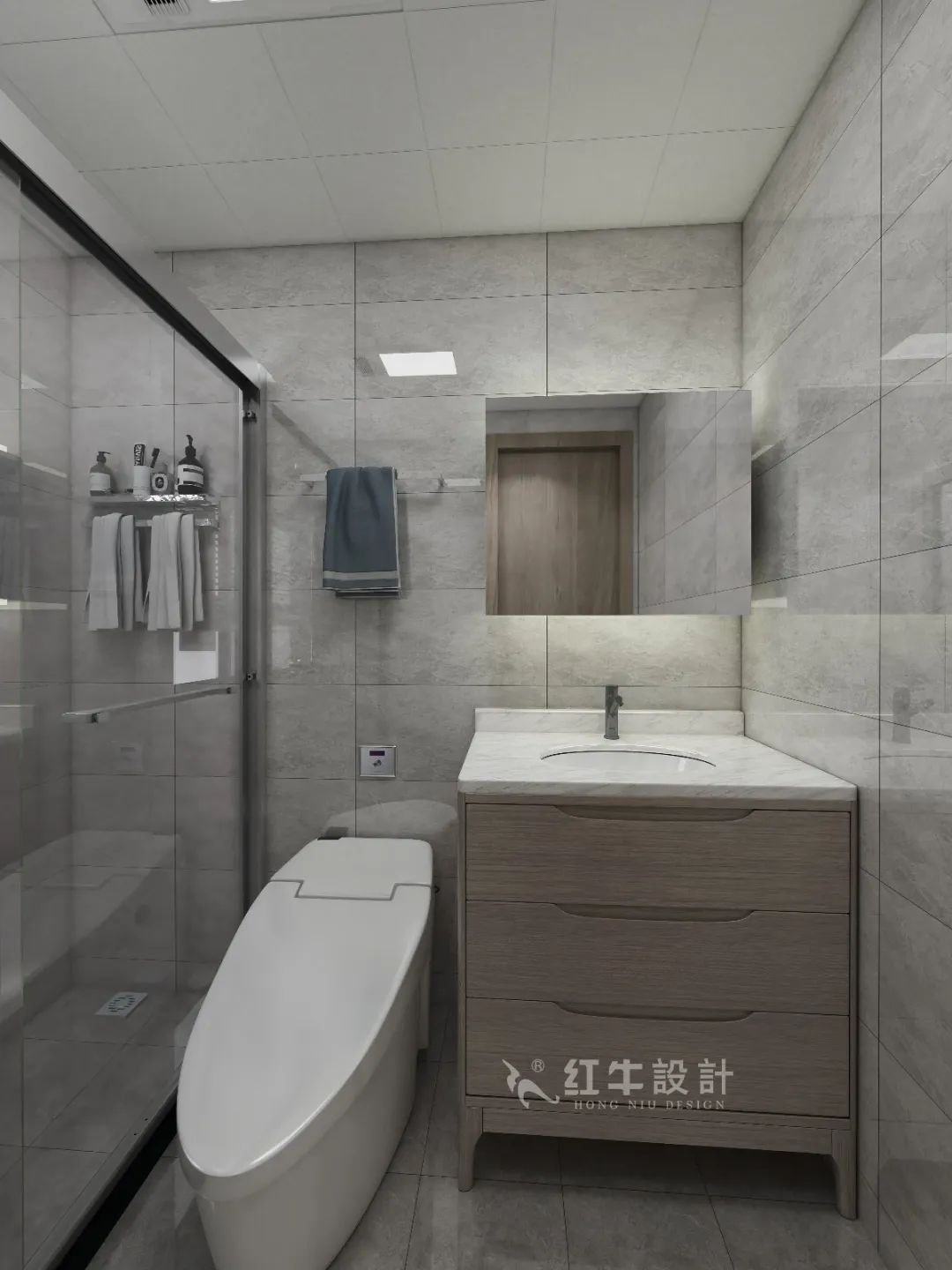 劉萍萍_花崗鴻福城132㎡現(xiàn)代簡約風格_兩套小戶型打通變大宅，中西雙廚房+衣帽間打造品質(zhì)生活！15衛(wèi)生間