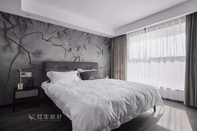 朱明琪_紅牛設(shè)計--中垠紫金官邸105㎡（C3戶型）新中式風(fēng)格09效果圖欣賞_臥室