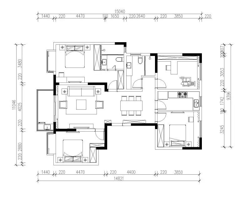 余瑋_紅牛設(shè)計--中垠紫金官邸140㎡（G戶型）北歐風(fēng)格03調(diào)整建議_平面布置圖