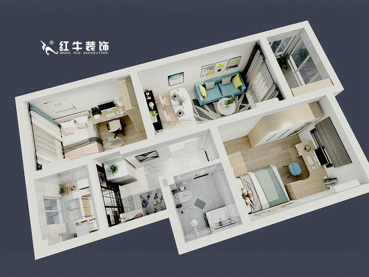 趙東星_太平花苑107-401-60㎡-現(xiàn)代簡約風格_鳥瞰圖