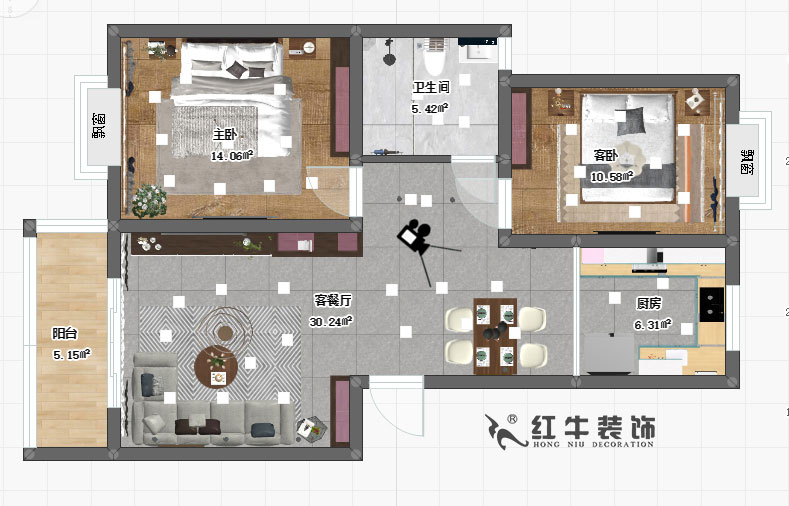 房亮_天潤城6街區(qū)6-106-89㎡-簡約風格_2室2廳1衛(wèi)_定制家￥11