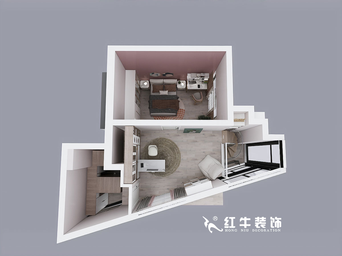 余瑋_萬科尚都薈B座523室-75㎡-現(xiàn)代風格00二樓鳥瞰圖