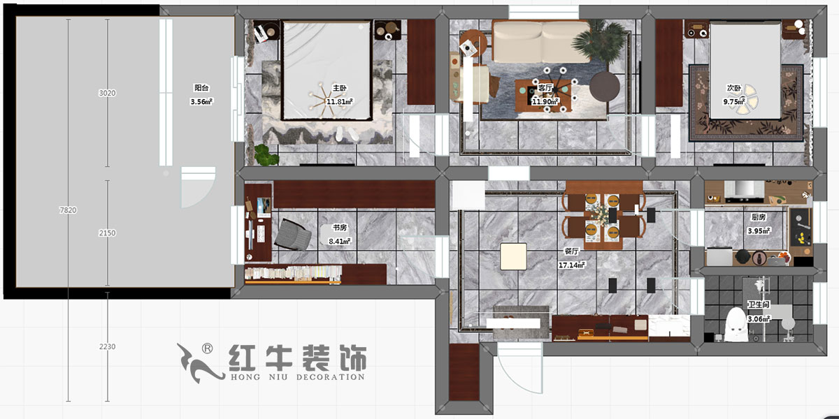 蔡成昊_花園路11號(hào)25-104-90㎡-現(xiàn)代簡(jiǎn)約風(fēng)格_3室2廳1衛(wèi)（老房裝修）_定制家￥128966_全包12