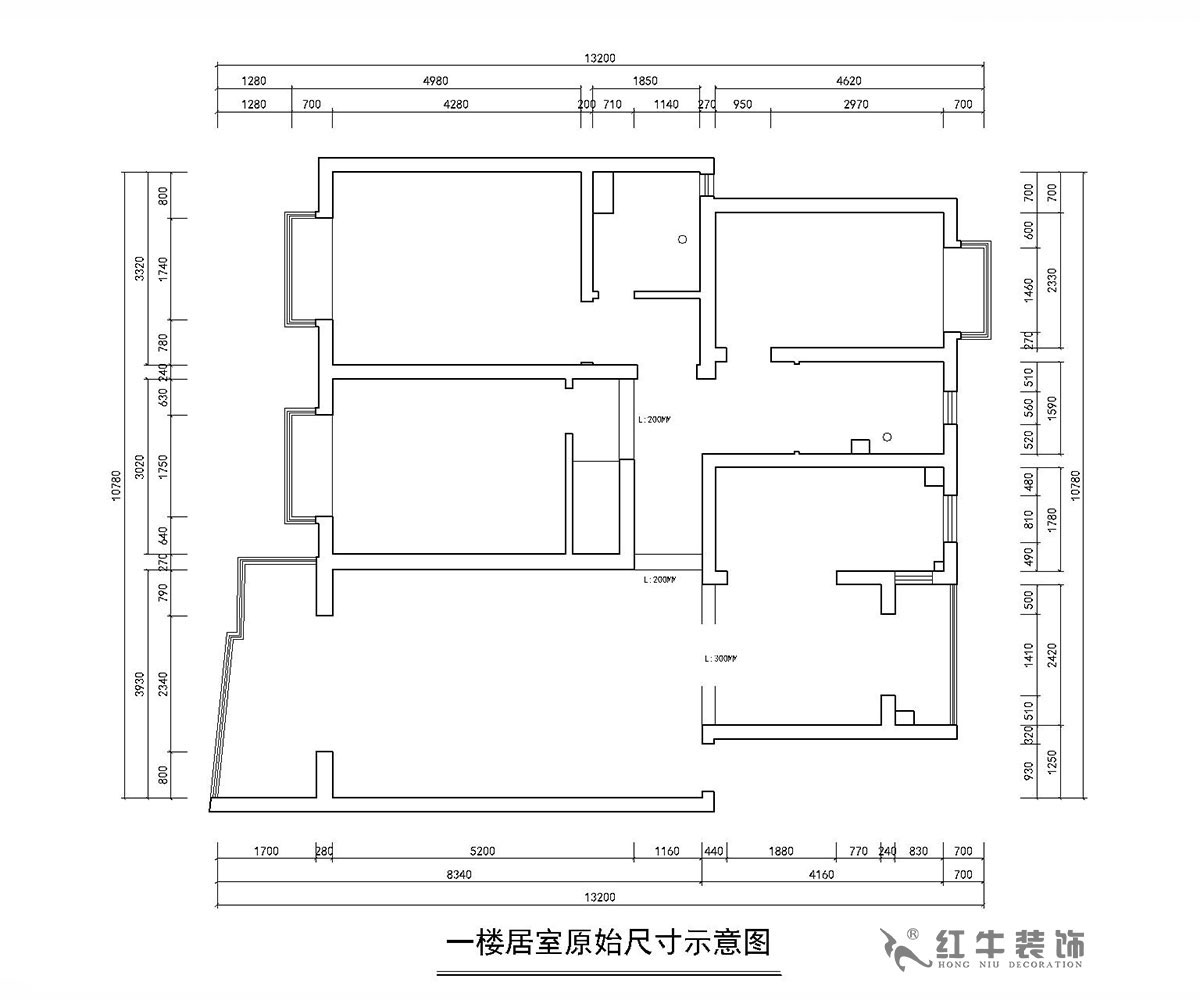 房亮_楓丹白露21-102-125㎡-現(xiàn)代簡約風(fēng)格_3室2廳2衛(wèi)（老房裝修）_定制家￥214554_全包22萬00_01原始結(jié)構(gòu)圖