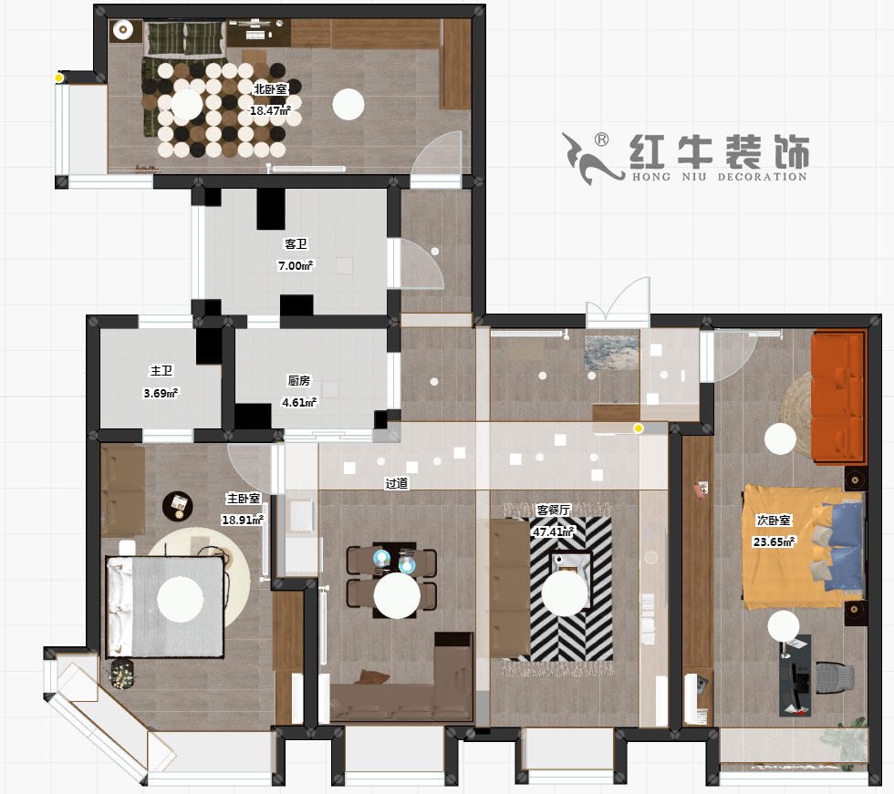 熊皓宇_金輪大廈2301室-170㎡-現代輕奢風格_3室2廳2衛(wèi)（老房翻新）_定制家￥176858_全包30萬00_03彩平圖