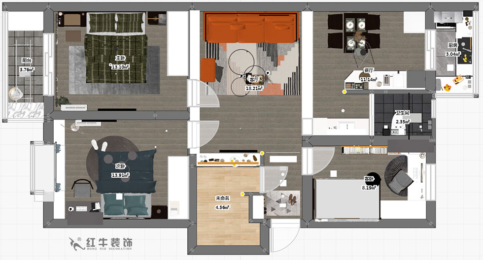 蔡成昊_龍江寶地園9-204-98㎡-現(xiàn)代簡(jiǎn)約風(fēng)格_3室2廳1衛(wèi)（老房裝修）_成品家￥137535_全包13