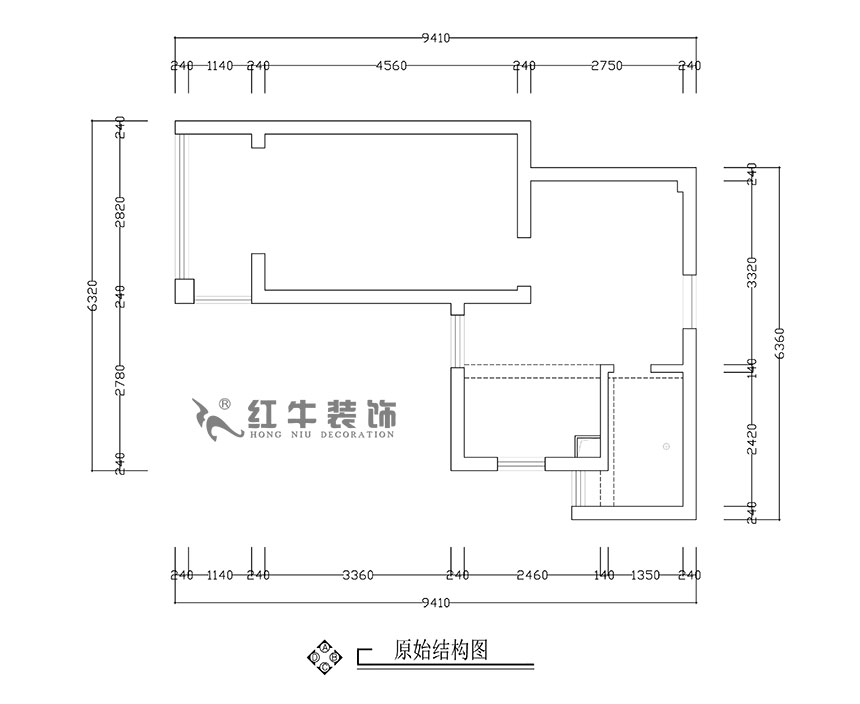 張智猿_銀龍四期11棟2-706-42㎡-現(xiàn)代簡約風格_1室1廳1衛(wèi)（老房裝修）_定制家￥79453_全包8萬00_01原始結構圖