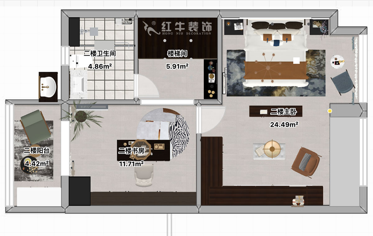 顧娟｜仙林首望城5-1102-120㎡-簡(jiǎn)美風(fēng)格｜3室2廳2衛(wèi)｜新房裝修｜定制家￥168000｜全包18萬｜00_09二樓平面彩圖