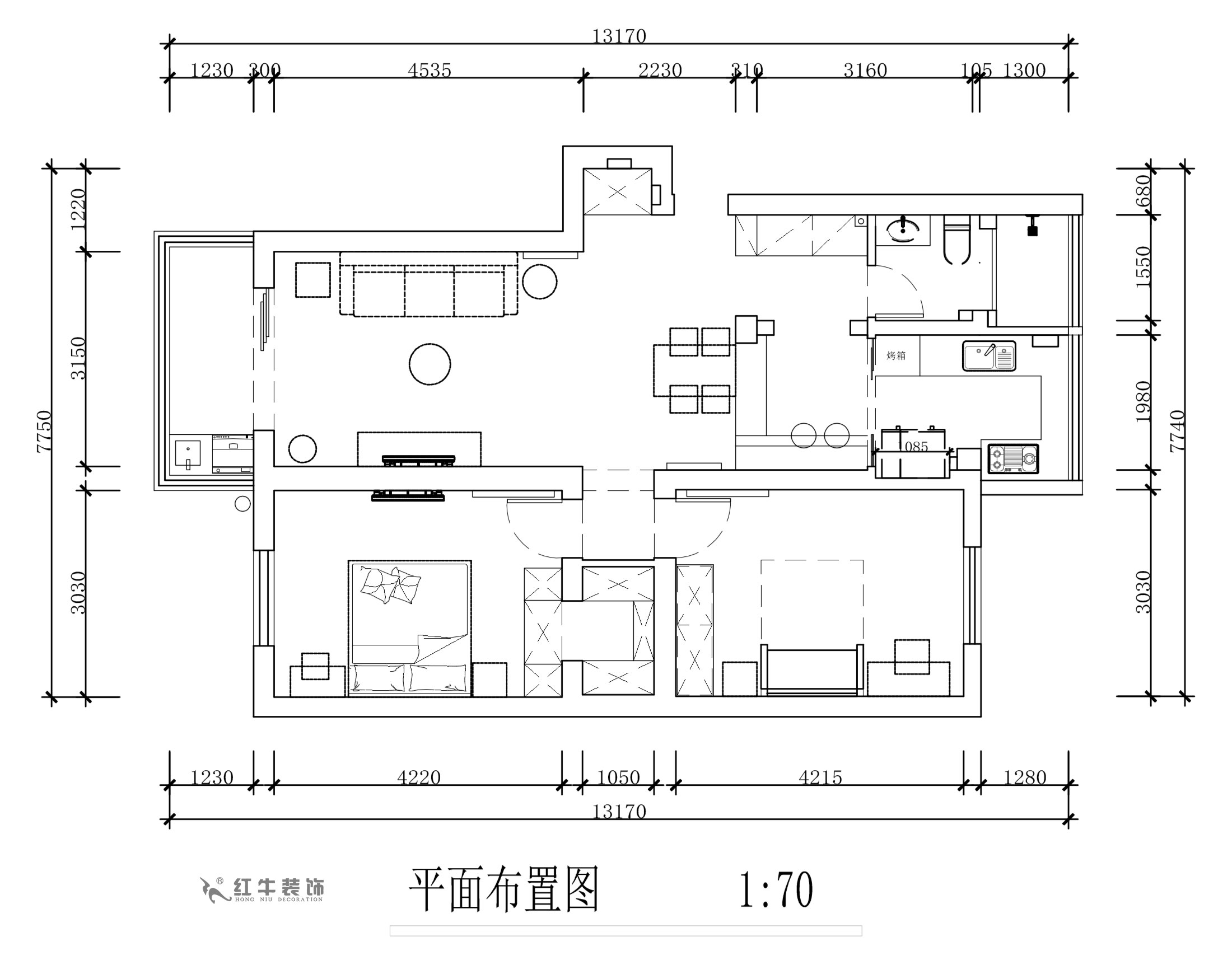 蔣琛｜天福園43-401-90㎡-現(xiàn)代簡約風(fēng)格｜2室1廳1衛(wèi)｜舊房裝修｜定制家￥122757｜全包12萬｜00_02平面布置圖