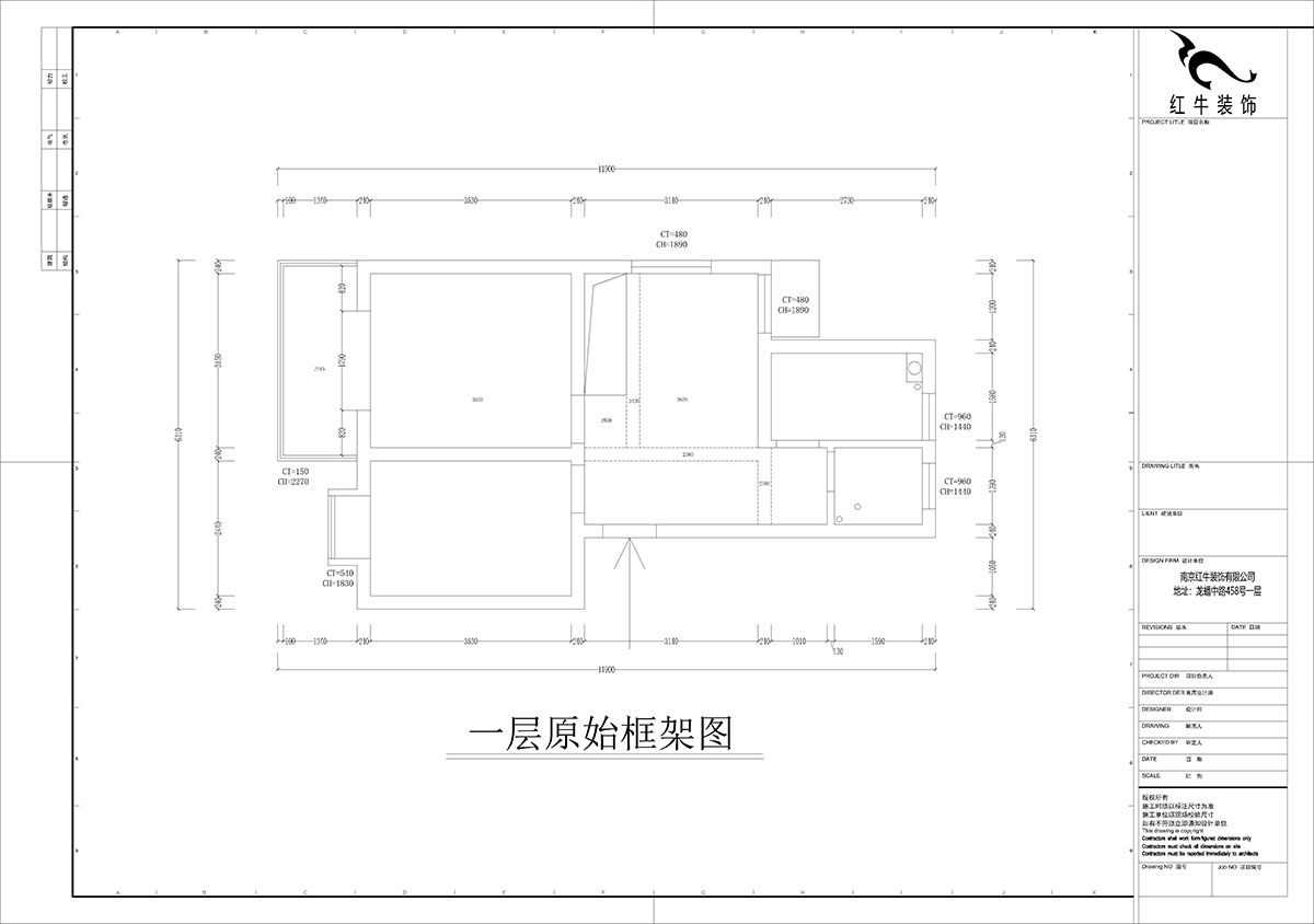 孟憲濤｜堯順佳園2期60-606-72㎡-簡(jiǎn)約風(fēng)格｜3室1廳1衛(wèi)｜新房裝修｜定制家｜全包11萬｜00_01一層原始框架圖
