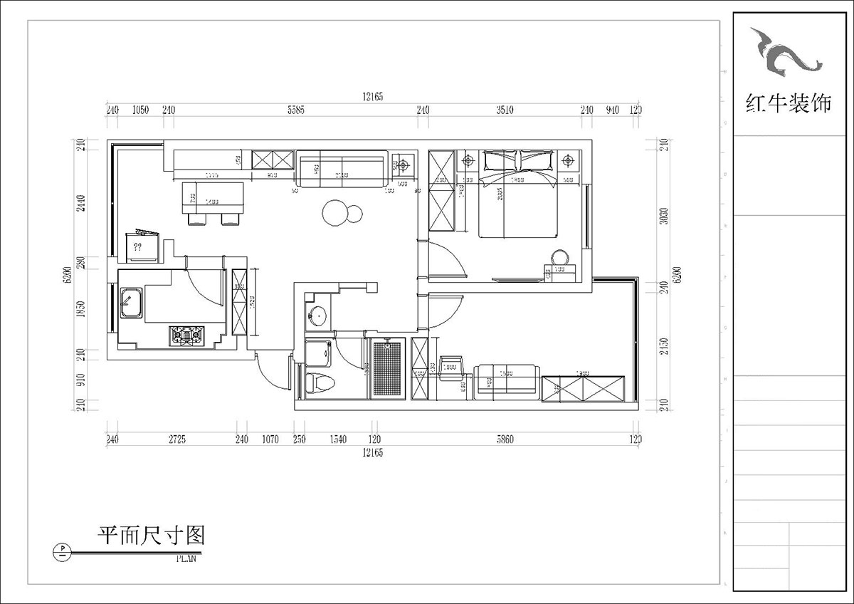張桐瑋｜四方新村七村2-405-85㎡-現(xiàn)代簡約風格｜3室1廳1衛(wèi)｜毛坯裝修｜定制家｜全包10萬｜00_03平面尺寸圖