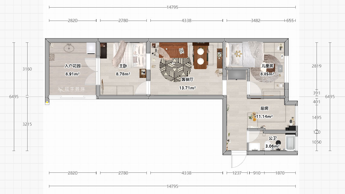 吳昊｜線路新村社區(qū)24-3-60㎡-法式復(fù)古風格｜2室1廳1廚1衛(wèi)｜老房裝修｜定制家￥84390｜全包8