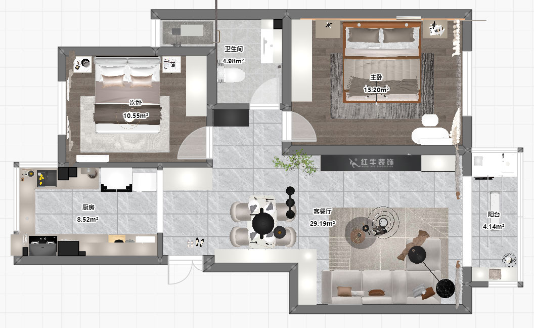 賈庭｜標營4號27棟4-707-88㎡-現(xiàn)代風格｜2室2廳1廚1衛(wèi)｜老房裝修｜定制家｜全包10