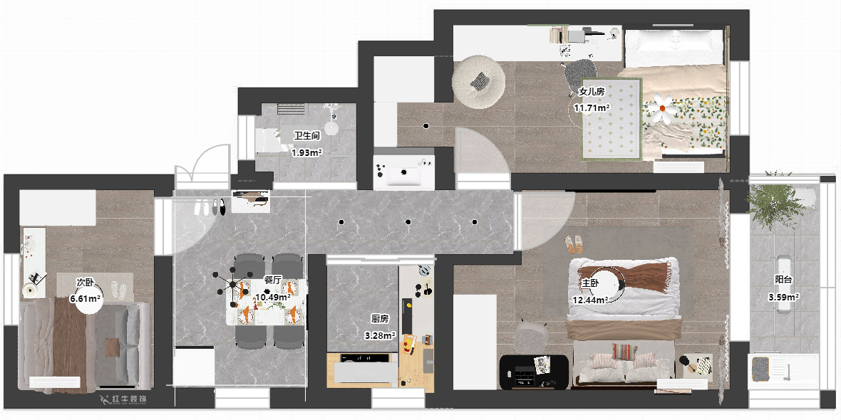 賈庭｜中山門小區(qū)12-401-65㎡-現(xiàn)代風格｜3室1廳1廚1衛(wèi)｜老房裝修｜定制家｜全包9