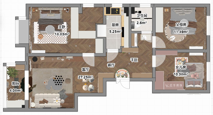 賈庭｜紫金觀邸3-408-105㎡-北歐奶油風格｜3室2廳1廚2衛(wèi)｜老房裝修｜定制家｜全包12