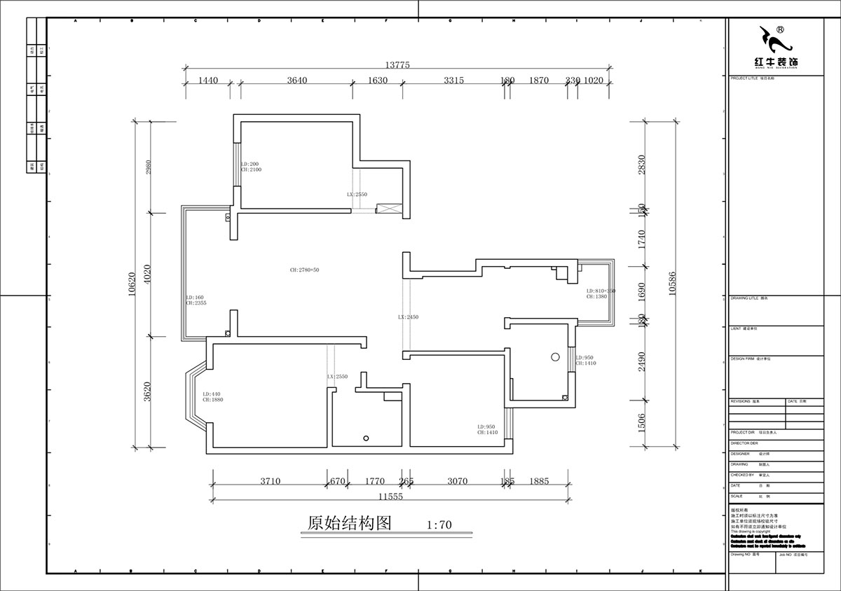 蔣?。汩坷?-2-901-108㎡-現(xiàn)代簡(jiǎn)約風(fēng)格｜3室2廳2衛(wèi)｜老房裝修｜定制家｜全包16萬(wàn)｜00_01原始結(jié)構(gòu)圖