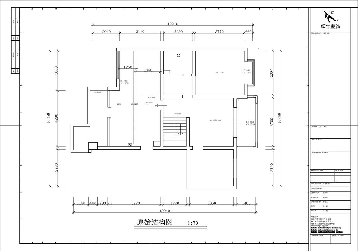 蔣?。汩坷?-3-1101-260㎡-現(xiàn)代簡約風格｜4室3廳2衛(wèi)｜老房裝修｜定制家｜全包29萬｜00_02二層原始結(jié)構(gòu)圖