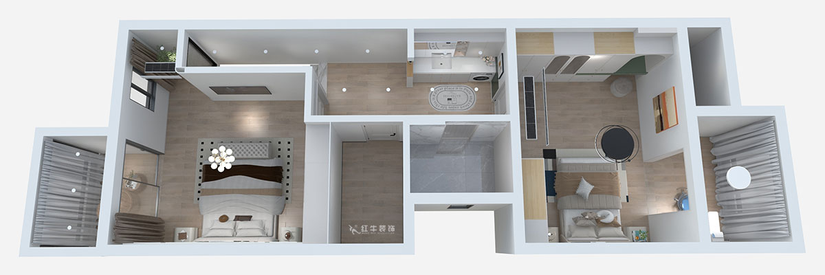 熊皓宇|城開湯山公館16甲103室-160㎡-現(xiàn)代風(fēng)格|復(fù)式|4室2廳1廚2衛(wèi)2陽臺(tái)|老房裝修|定制家|全包|00_04二層鳥瞰圖