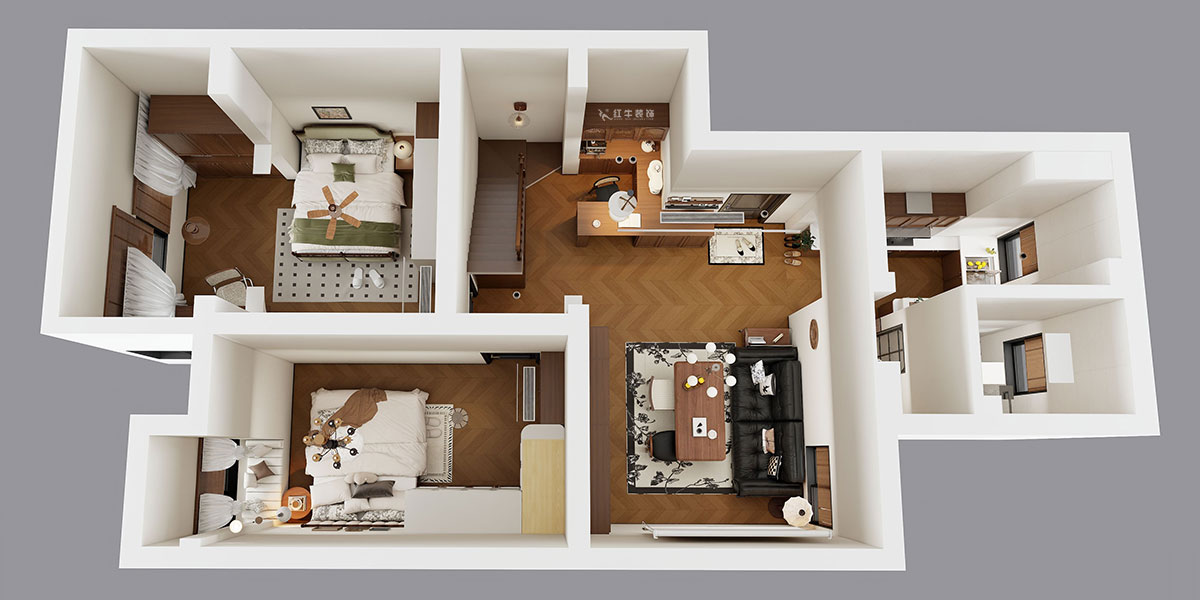 蔣?。鼕W體新城翠杉園15-507-(72+40)㎡-中古風(fēng)｜復(fù)式｜2室1廳1衛(wèi)+閣樓｜老房裝修｜定制家｜全包12萬｜00_04鳥瞰圖